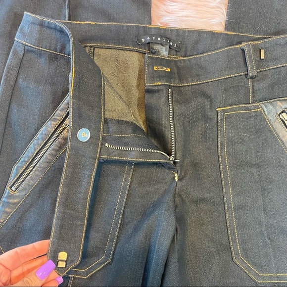 Parallel Straight Leather Zipper Detail Anthropologie Jeans NWOT Size 6 - Picture 3 of 5